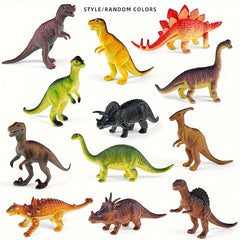 12 Dinosaur Toy Models: T-Rex, Stegosaurus, Ankylosaurus, Spinosaurus