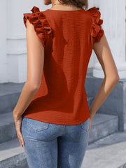 Ruffle Layered V Neck Tank Top for Summer