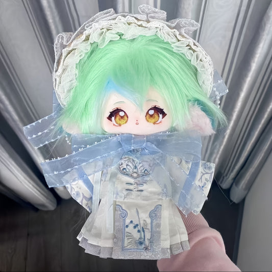 Mint Green Doll Embroidered Outfit Ruffled Dress Lace Hat