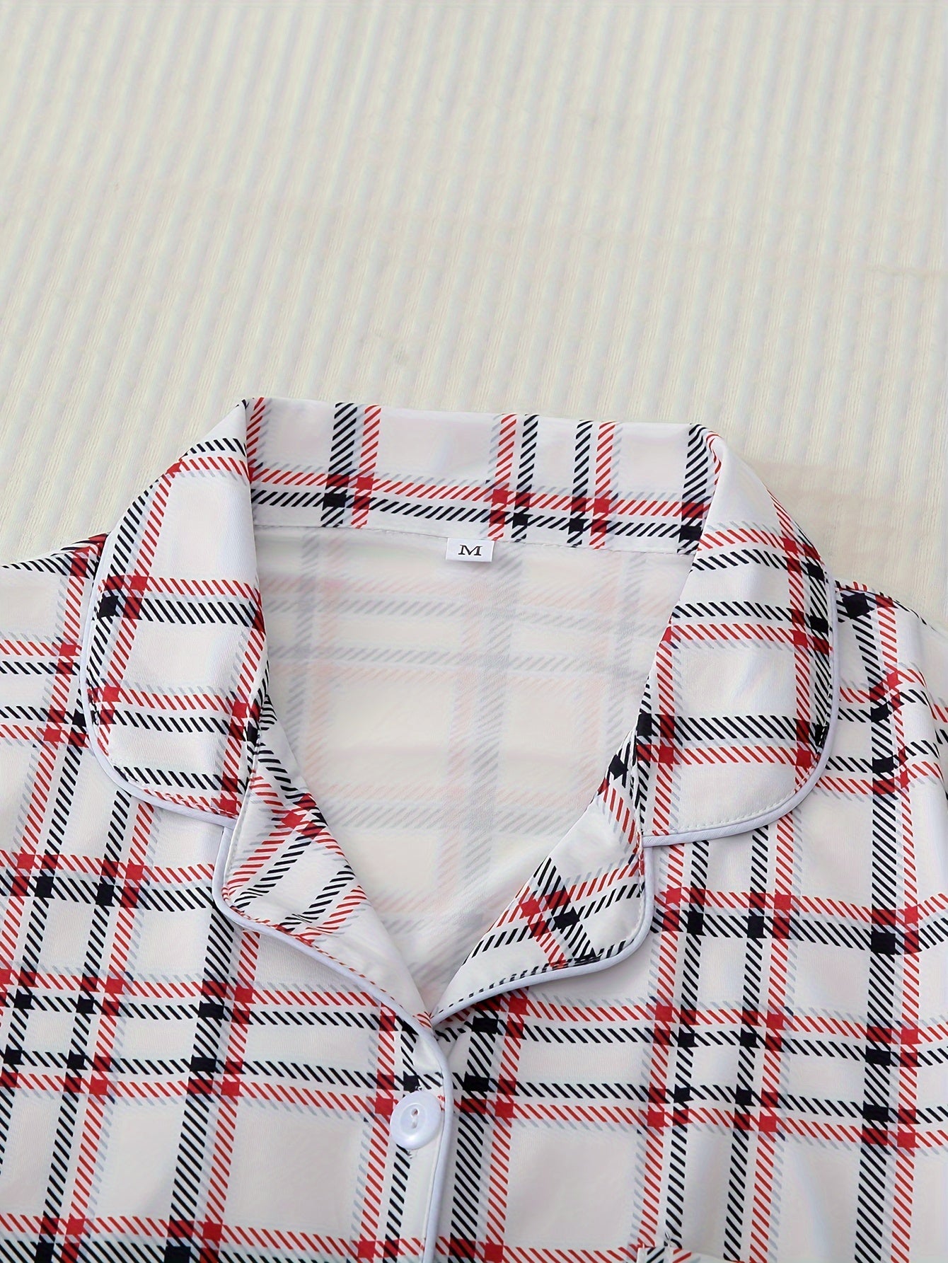 Plaid Pajama Set Long Sleeve Top & Pants