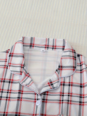 Plaid Pajama Set Long Sleeve Top & Pants