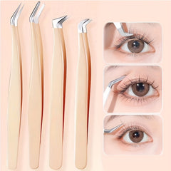 2pcs Eyelash Extension Tweezers Curved Tip Isolation False Lash Tool