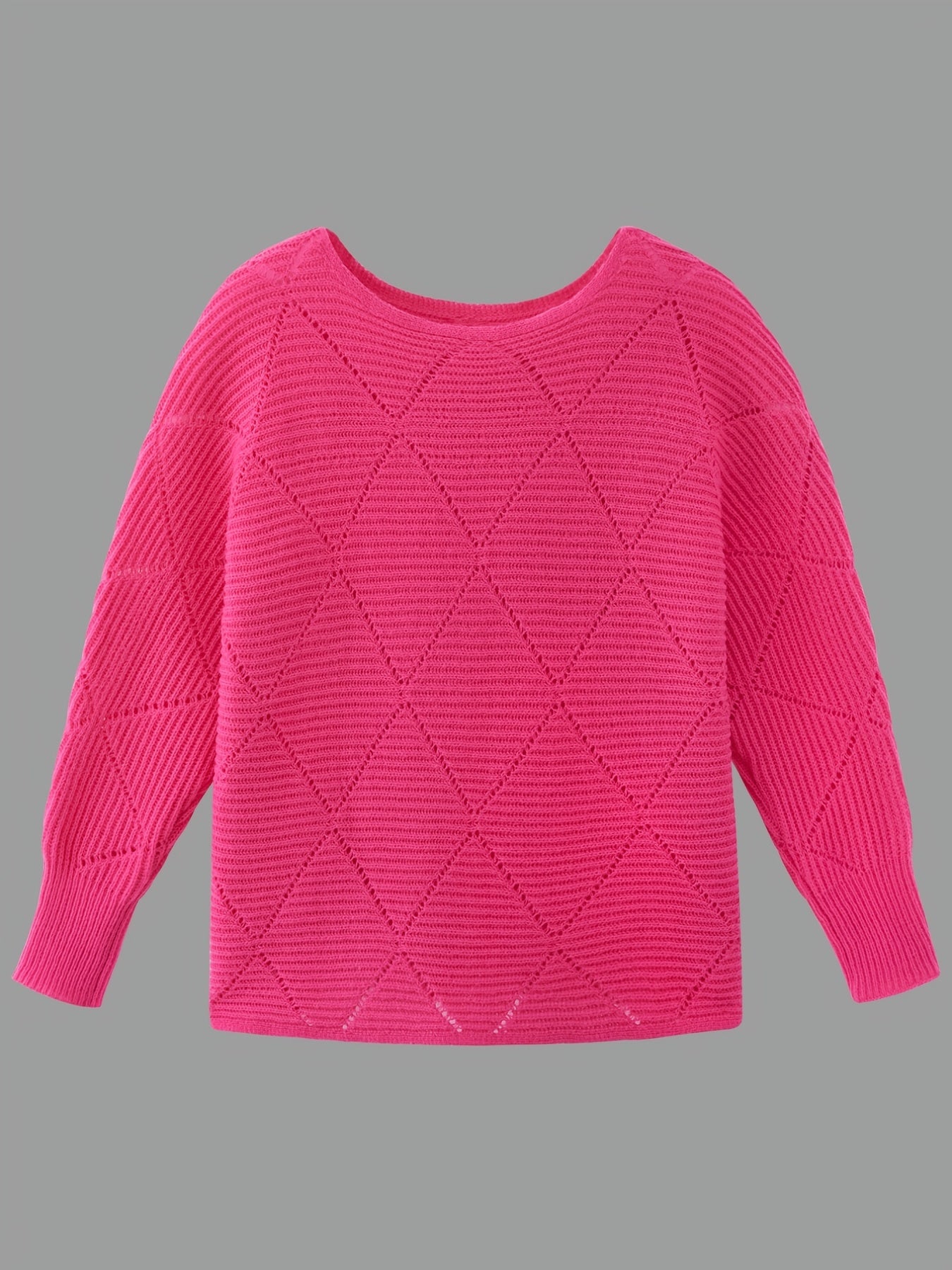  Casual Sweater Women's Solid Long Sleeve Round Neck Jumper