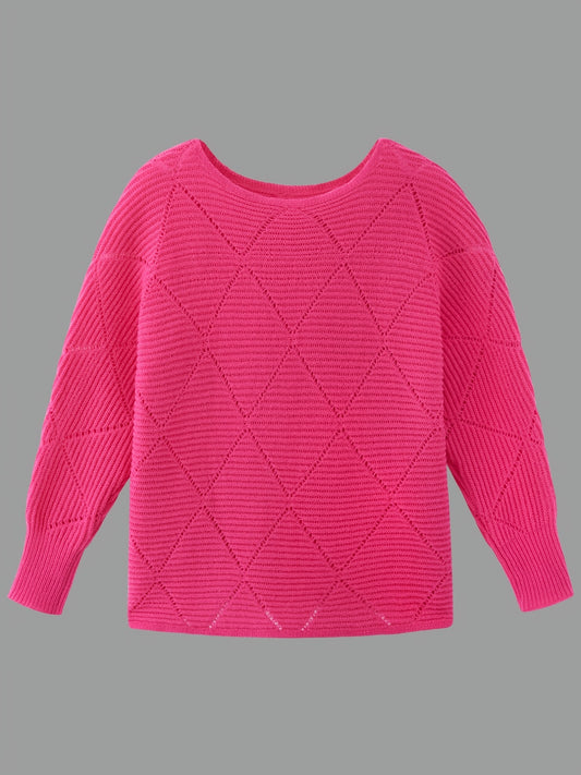  Casual Sweater Women's Solid Long Sleeve Round Neck Jumper