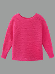  Casual Sweater Women's Solid Long Sleeve Round Neck Jumper