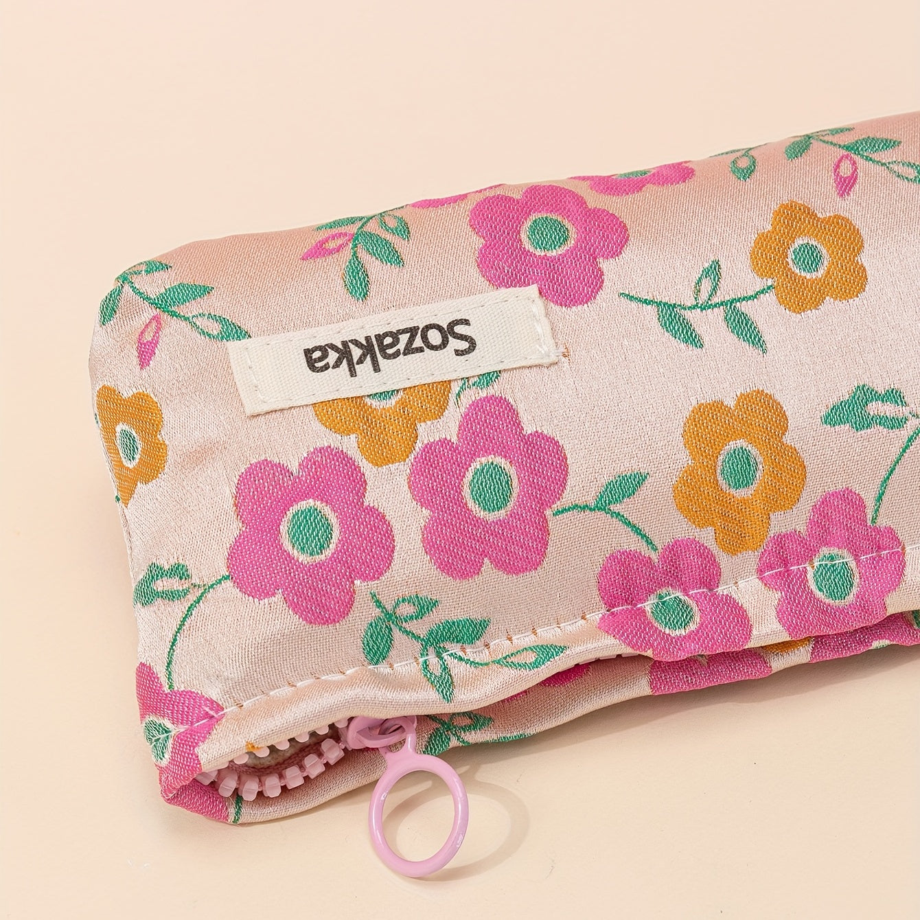 Pink Flower Makeup Bag Travel Toiletry Organizer Girls Women