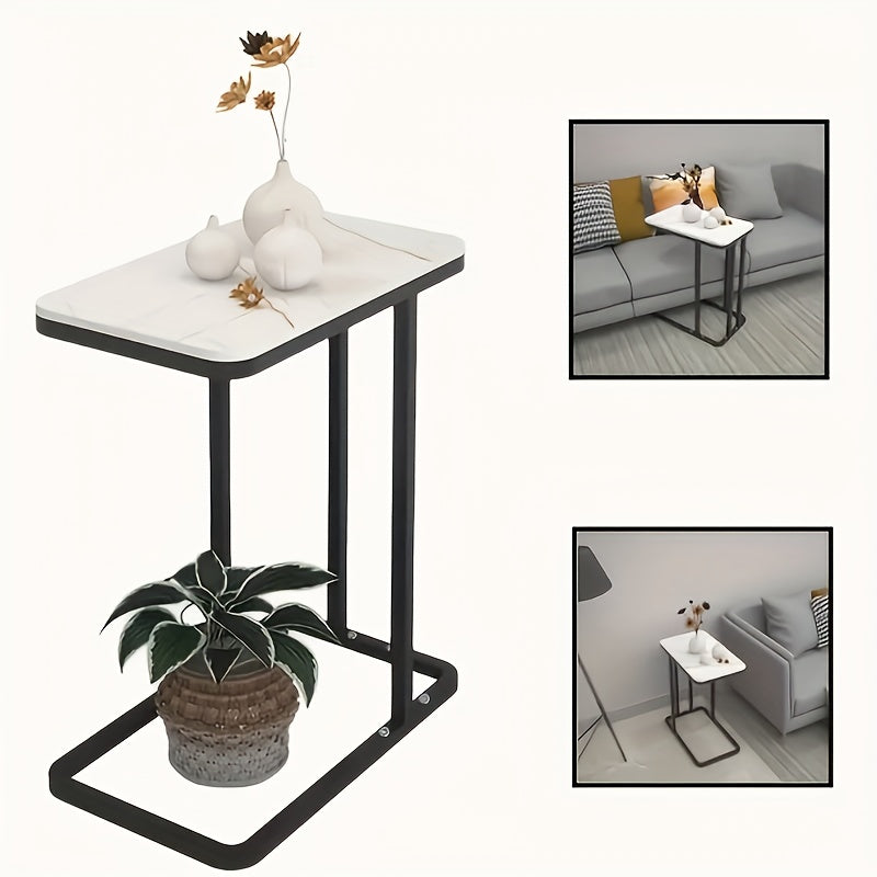 C Shaped Side Table for Living Room Round Table