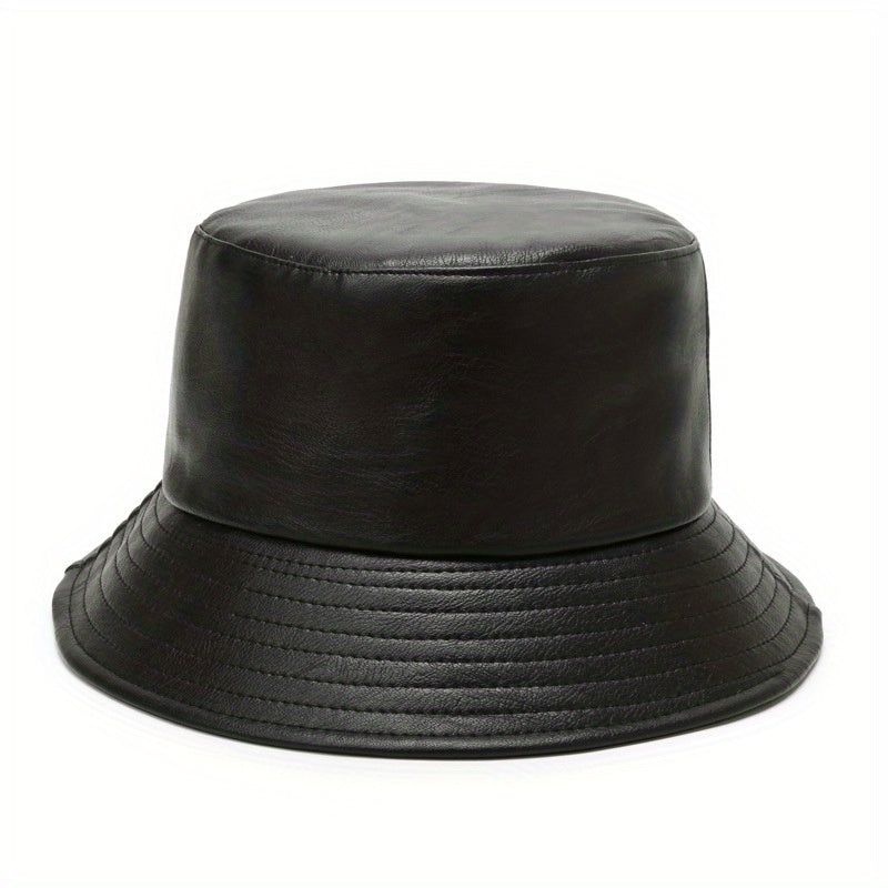 Soft Waterproof PU Bucket Hat Solid Basin Hat Lightweight Unisex Fisherman Cap