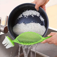 Rice Washing Bowl With Strainer Lid Ergonomic Handle