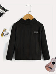 Boys Letter Print Sweater Round Neck Long Sleeve Knit Top