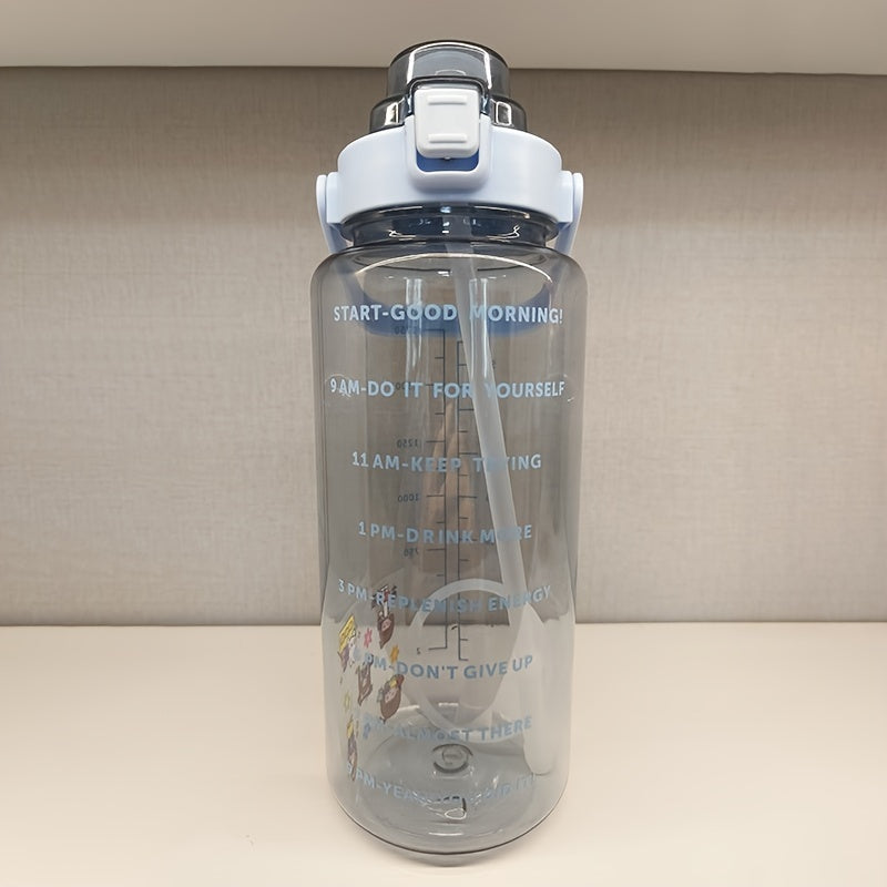 2000ml Portable Water Bottle Strap Transparent Scale Fitness Outdoor