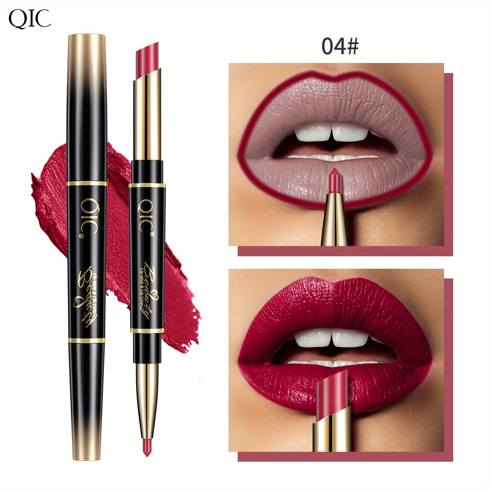 Waterproof Double Ended Lipstick and Lip Liner Pencil Matte Finish