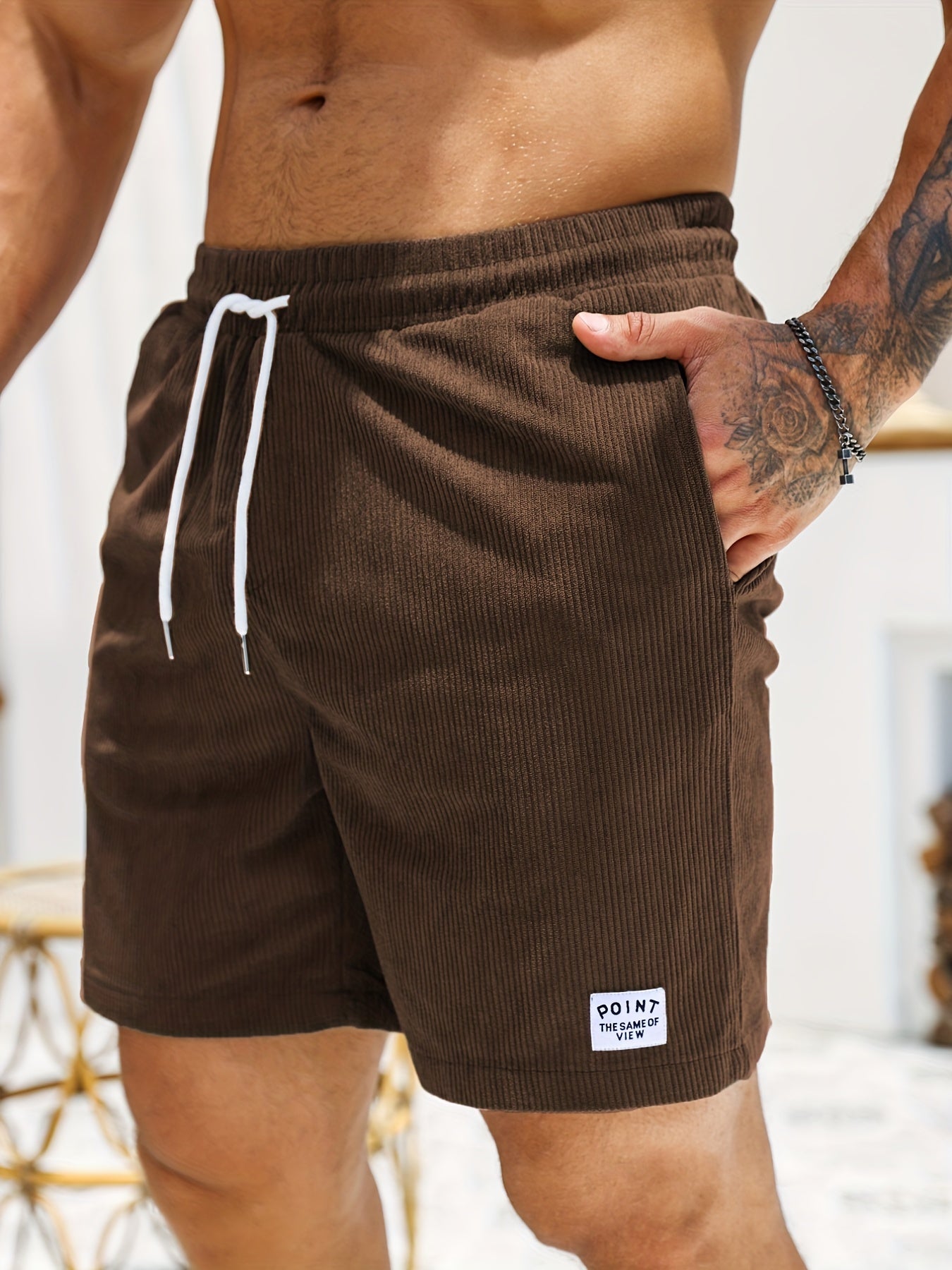 Men's Drawstring Corduroy Shorts for Summer