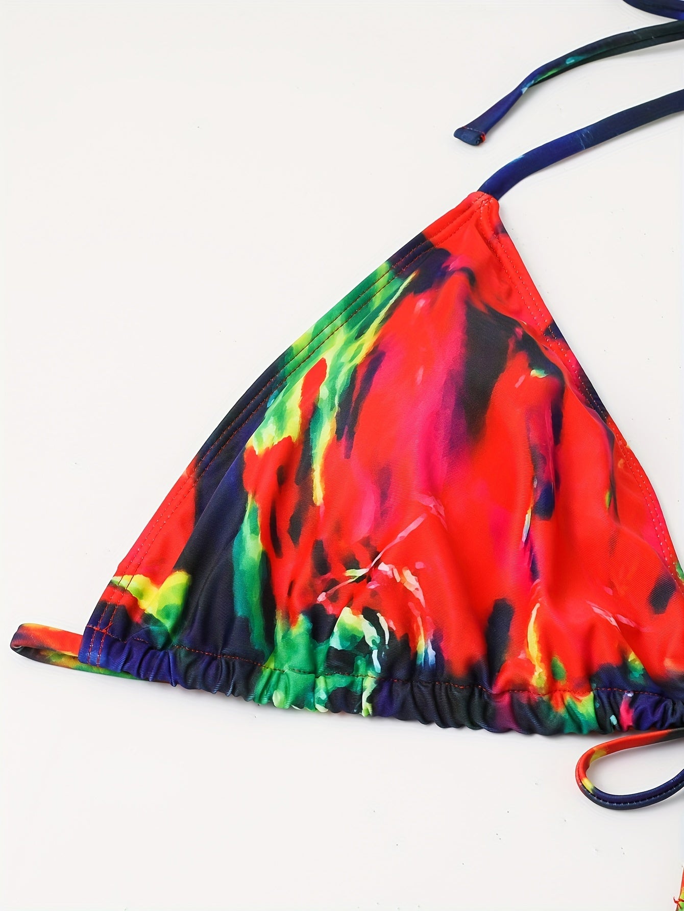  Boho Bikini Set Tie Dye Halter Triangle Bra Top & Bottom & Skirt