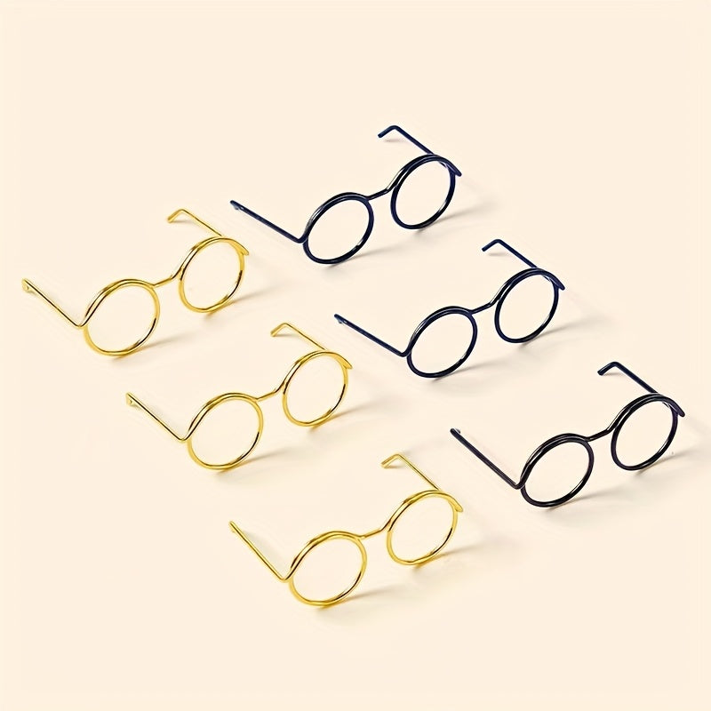 10pcs Iron Doll Eyeglasses Round Frame Accessory Set