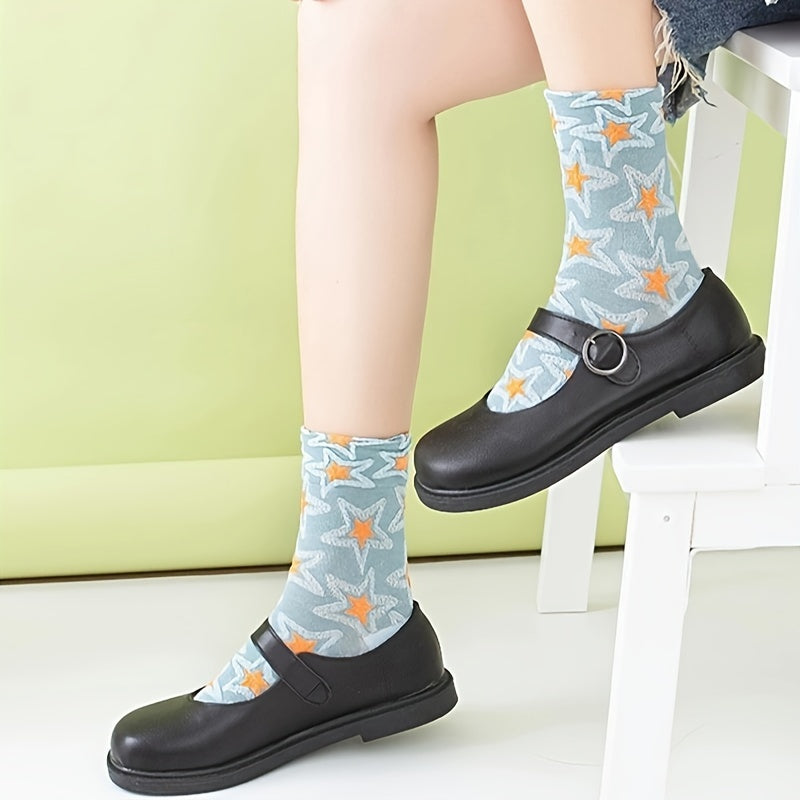 5 Pairs Star Print Socks Women's Stockings