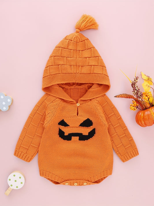 Baby Knitted Triangle Bodysuit Long Sleeve Hooded Onesie Coat Halloween Cosplay