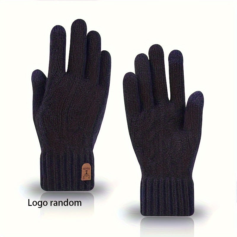 Men's Winter Touch Screen Gloves Thickened Warm Knitted Coldproof Windproof Glov
