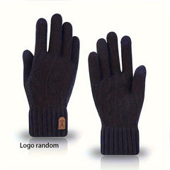 Men's Winter Touch Screen Gloves Thickened Warm Knitted Coldproof Windproof Glov