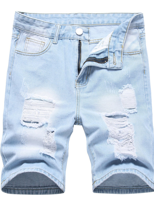 Men's Distressed Denim Shorts Street Style Summer Wear
