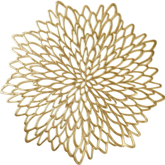 Metallic Round Flowers Shape Placemat Home Insulation Tea Coaster Plate Mat