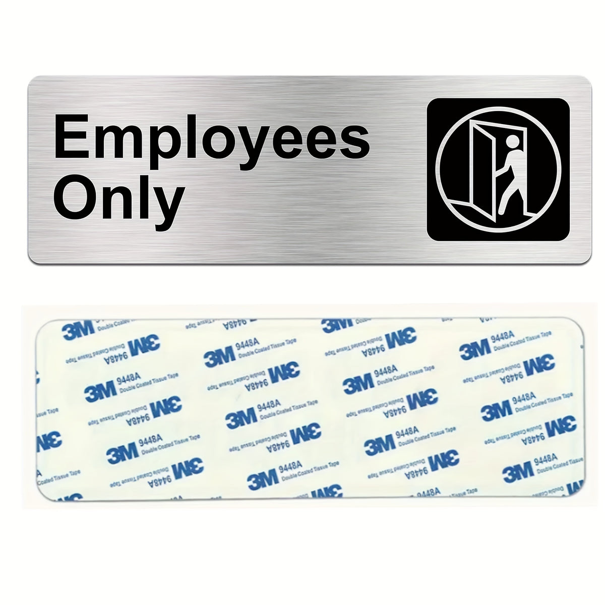 Employees Sign 22.86 X 7.62 cm Brushed Aluminum Self-adhesive Silver