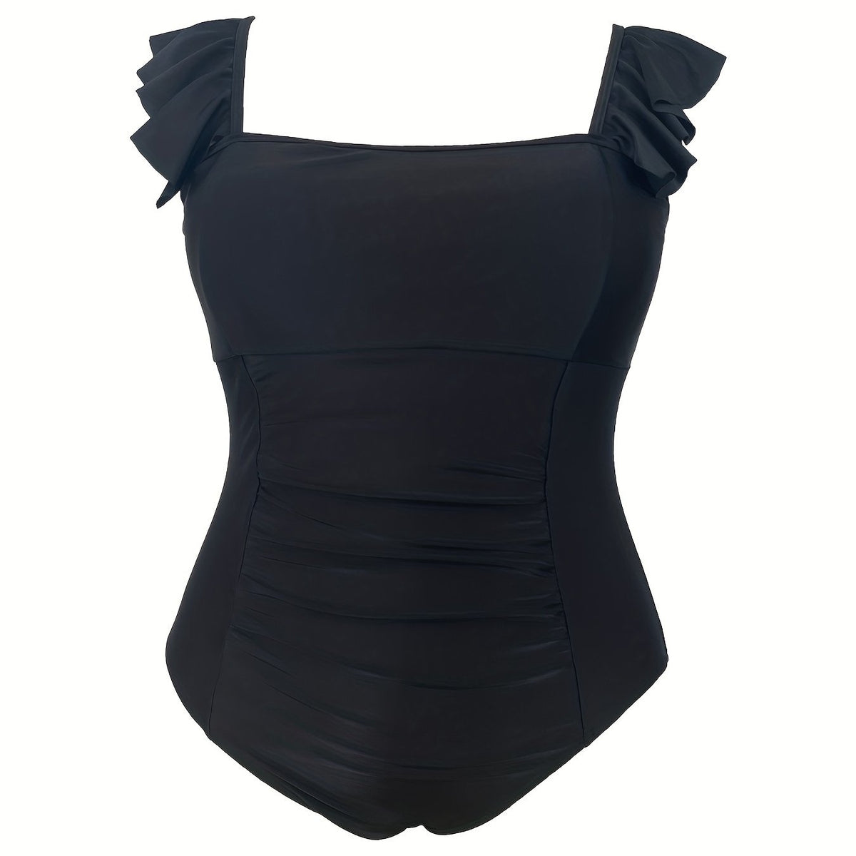  Swimsuit Women's Ruffle Trim Square Neck One Piece Swimsuit