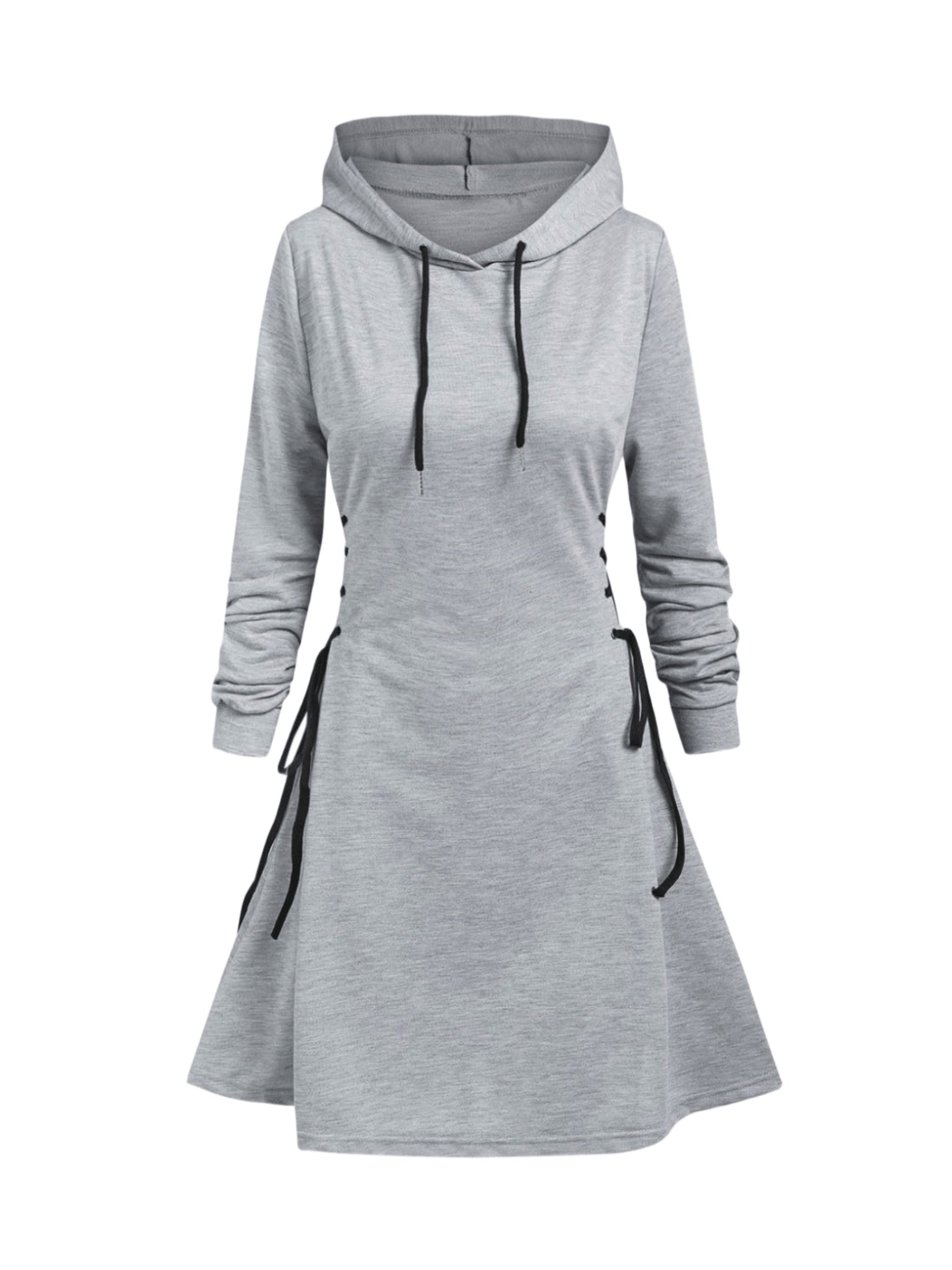  Gothic Hooded Sweatshirt Dress Lace Up