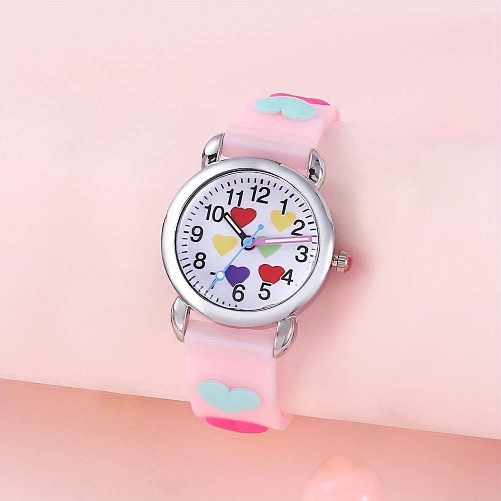 Colorful Heart Kids Cartoon Watch Gift For Children