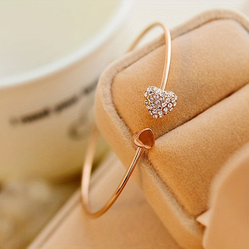 Full Drill Love Bracelet Double Peach Heart - Plated Heart Bracelet