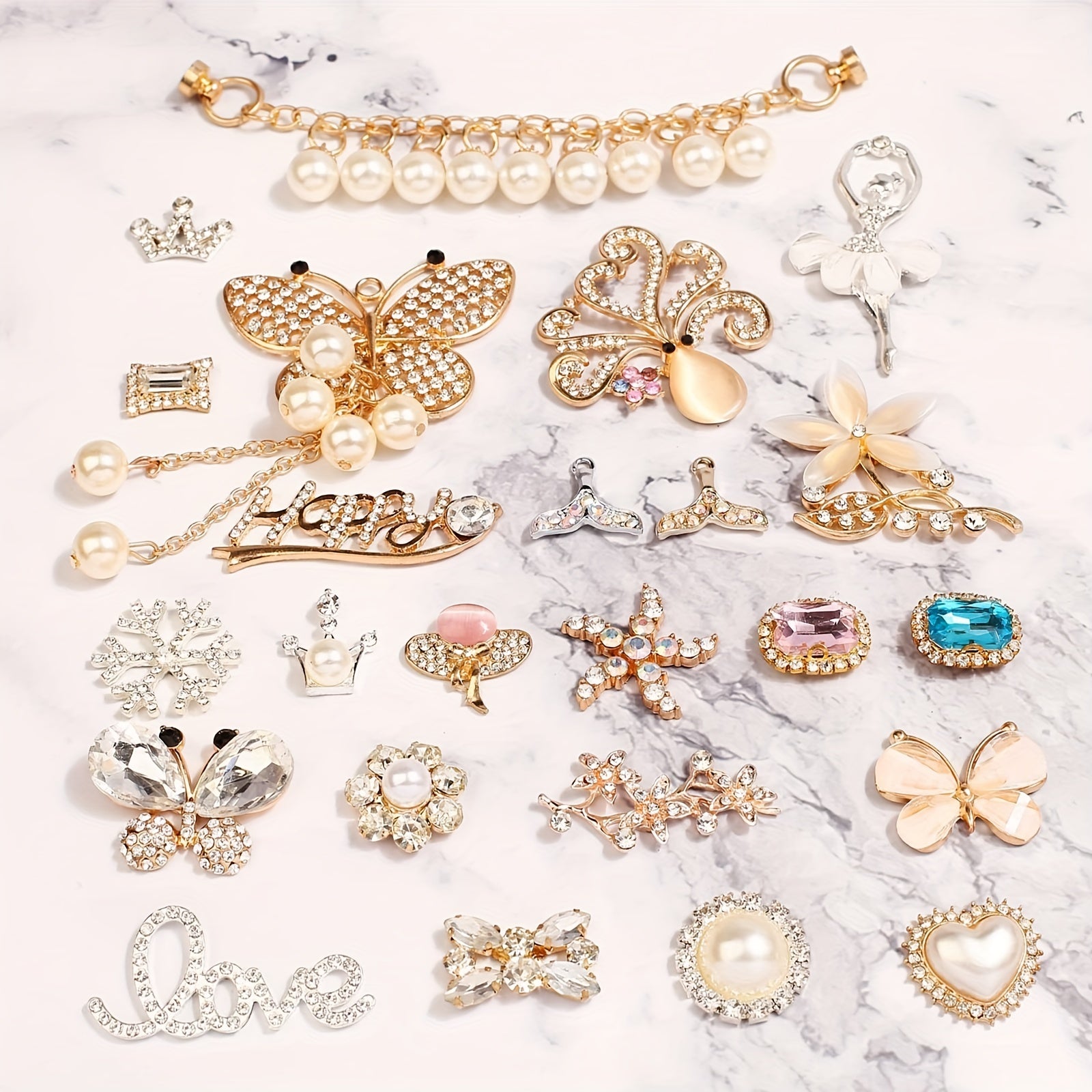 19Pcs Crystal Shoe Charms For Women Party Clogs Sandals