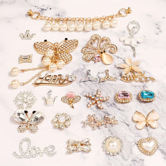 19Pcs Crystal Shoe Charms For Women Party Clogs Sandals