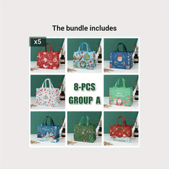 8pcs Christmas Gift Bags Reusable Grocery Bags Multifunctional Non Woven