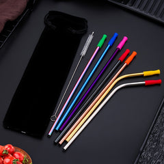 8pcs Stainless Steel Reusable Straws Heat Resistant for Party Wedding