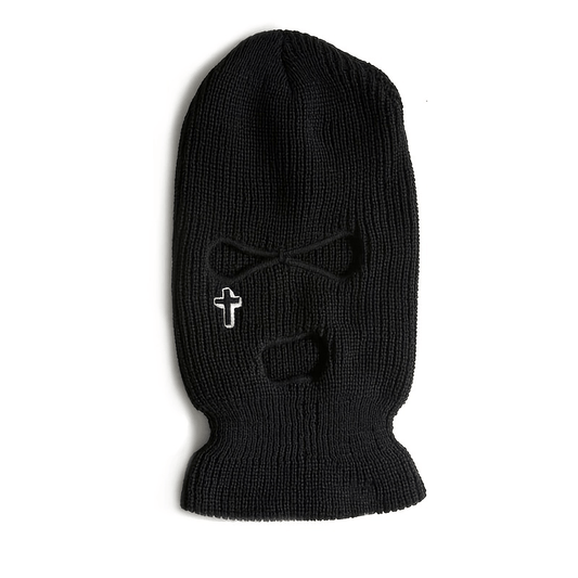 Cross Embroidered Three Hole Balaclava Hat Ski Mask
