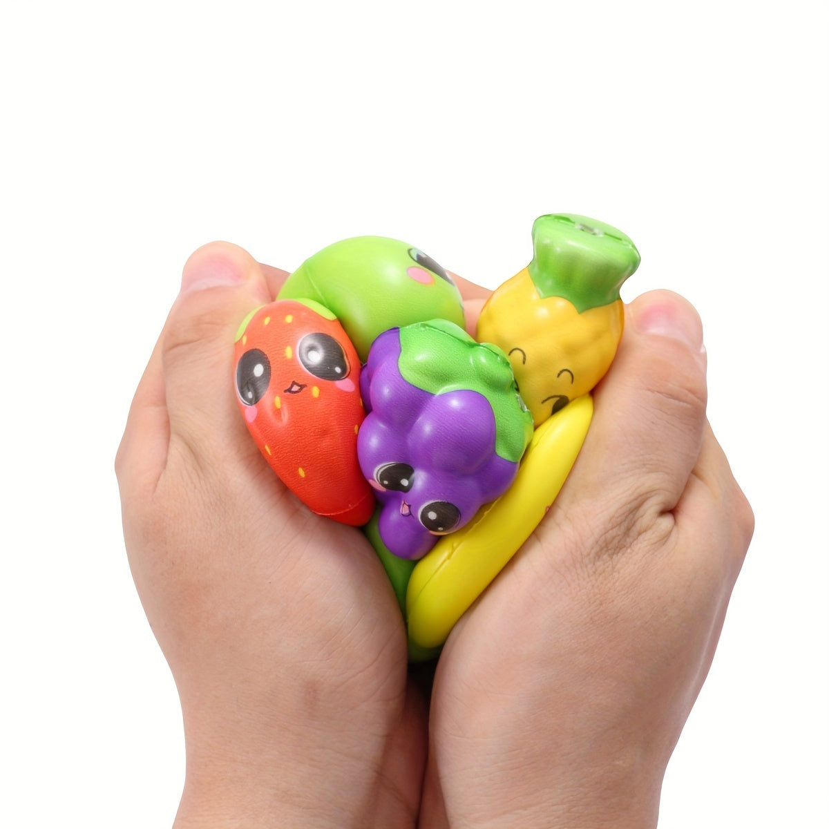 6pcs Mini Squishy Christmas Halloween Toys PU Fruit Grapes Apples Pineapples Ban