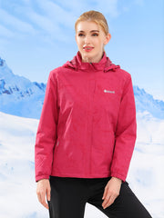Women's Camo Outdoor Jacket with Fleece Lining for Hiking Skiing