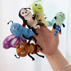 6 Styles Insect Plush Finger Puppets Soft Mini Hand Puppets with Antennae & Eyes