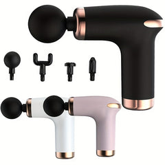 Mini Massage Gun Portable Handheld Muscle Massager with 4 Heads