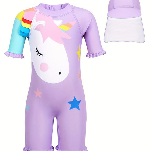 Toddler Girls Unicorn And Stars One Piece Swimsuit