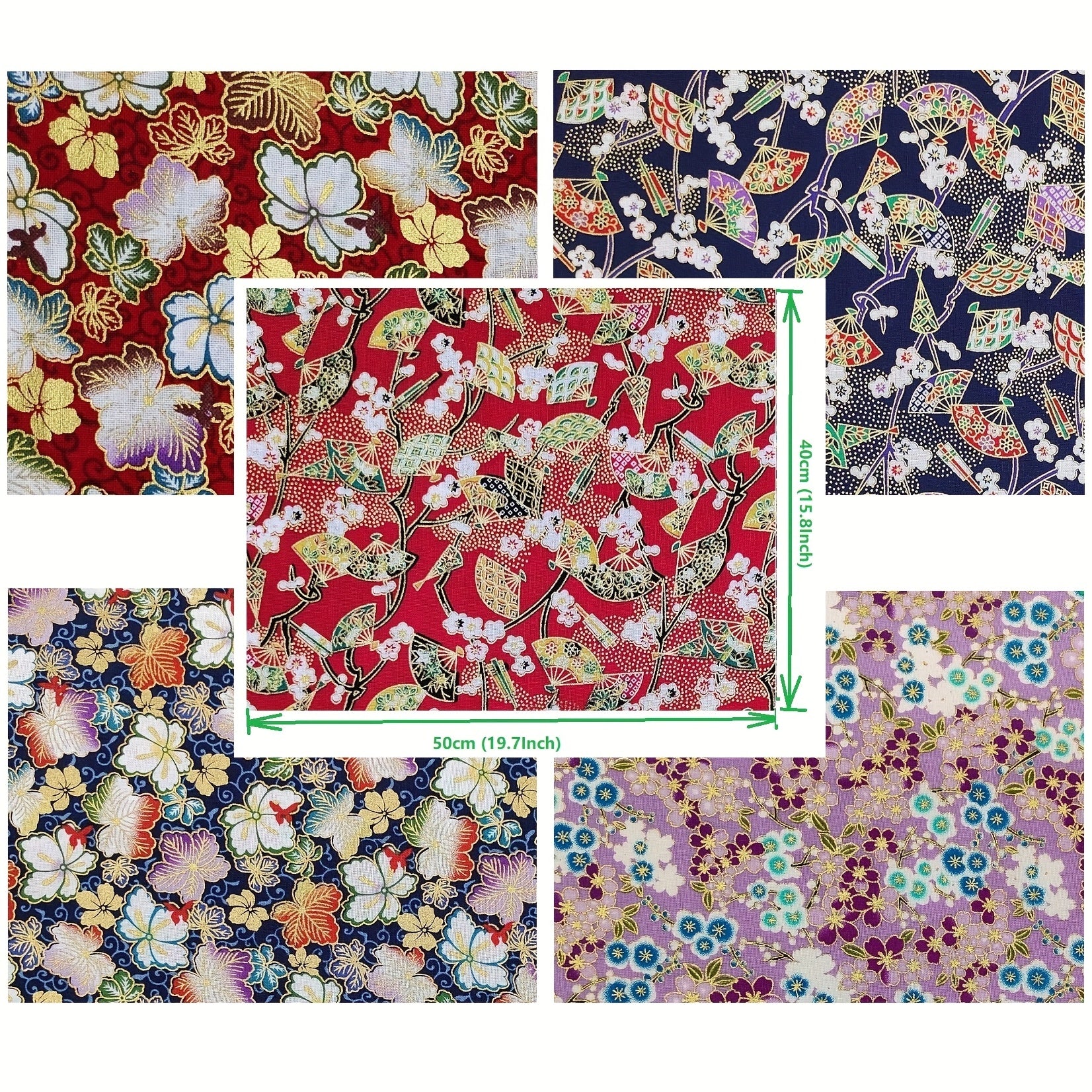 5pcs Bronzing Cotton Patchwork Fabric Flowers for Sewing Quilting Crafting