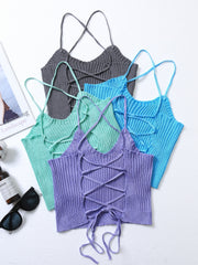 4 Pack Backless Cami Tops Stretchy Sleeveless Crew Neck Casual Women's Clothing