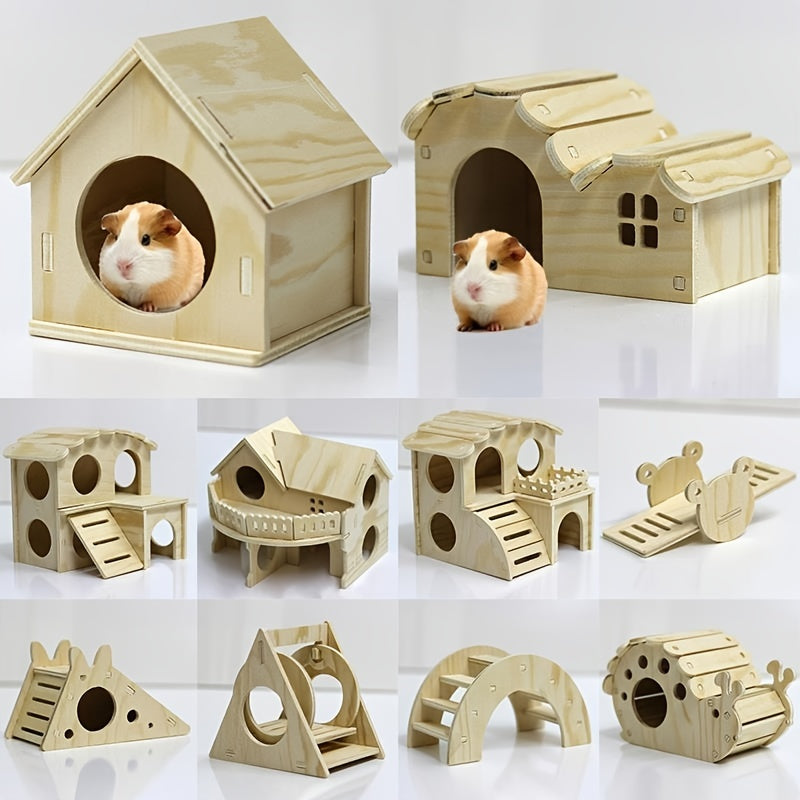 Hamster Wooden House Swing Nest Cage Supplies