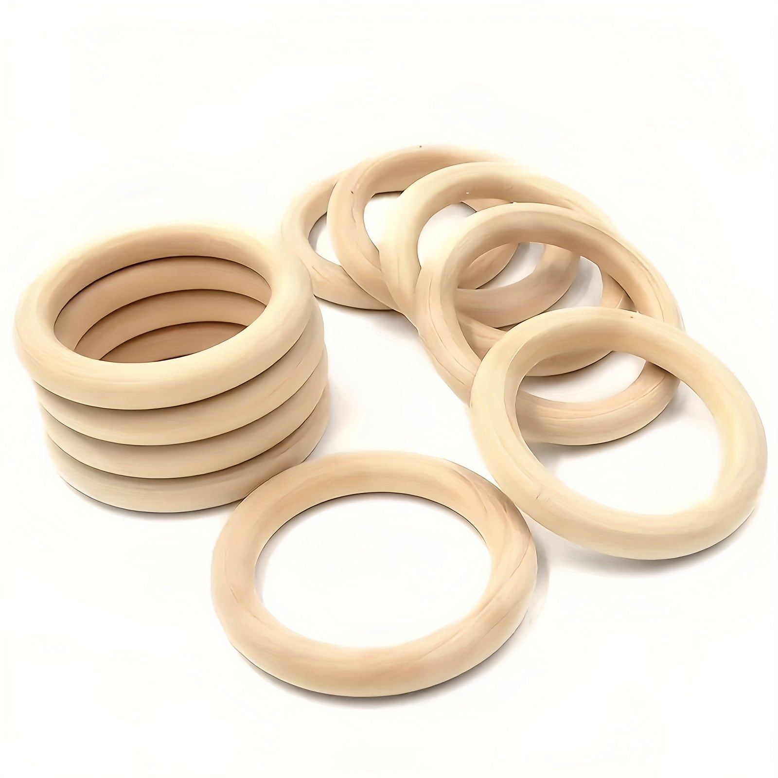 10pcs DIY Unfinished Wooden Rings for Crafts