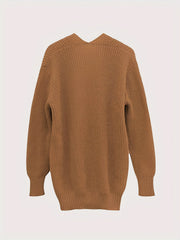 Solid Knit Cardigan Long Sleeve Sweater With Pockets
