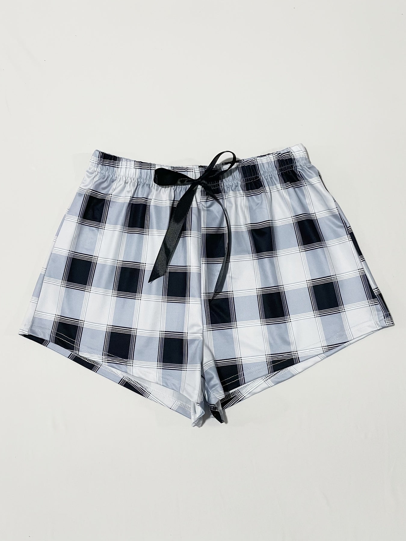 3 Pack Plus Size Casual Loungewear Shorts Women's Plus Plaid Print