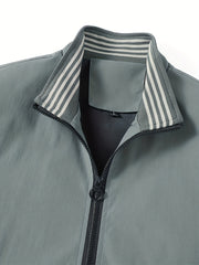 Men's Stylish Windbreaker Jacket with Stand Collar