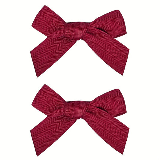 2pcs Red Wine Bowknot Hair Clip Sweet Hair Clip For Side Hair Bang Braids