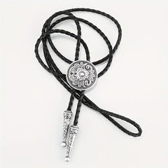 Men's Retro Floral Pattern Bolo Tie Necklace
