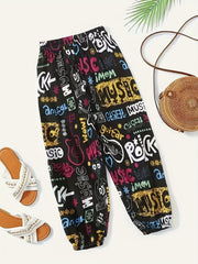  Graffiti Print Tapered Leg Pants